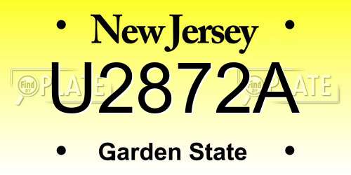 U2872A New Jersey License Plate