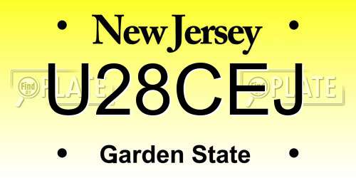 U28CEJ New Jersey License Plate