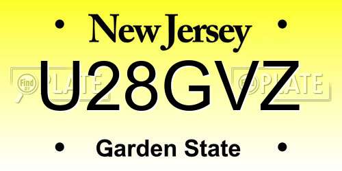 U28GVZ New Jersey License Plate
