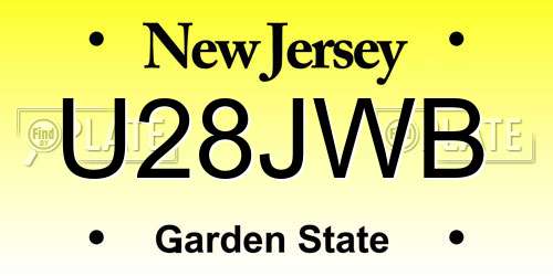U28JWB New Jersey License Plate