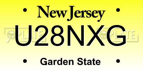 U28NXG New Jersey License Plate