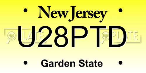 U28PTD New Jersey License Plate