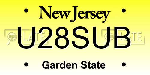 U28SUB New Jersey License Plate