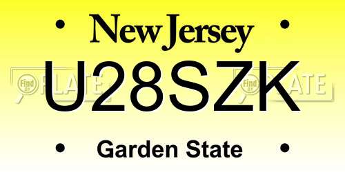 U28SZK New Jersey License Plate