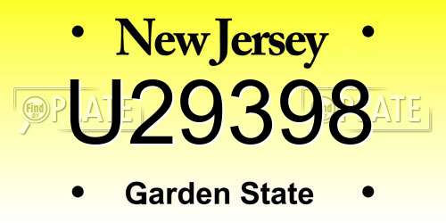 U29398 New Jersey License Plate