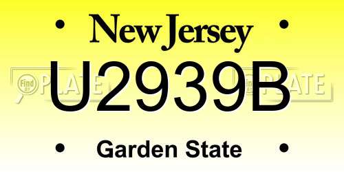 U2939B New Jersey License Plate