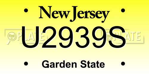 U2939S New Jersey License Plate