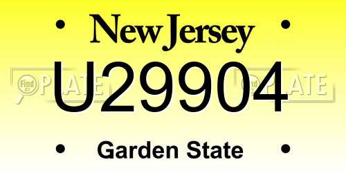 U29904 New Jersey License Plate