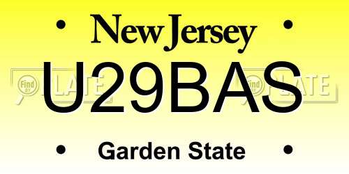 U29BAS New Jersey License Plate
