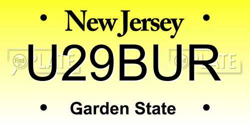U29BUR New Jersey License Plate