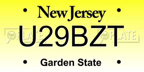 U29BZT New Jersey License Plate