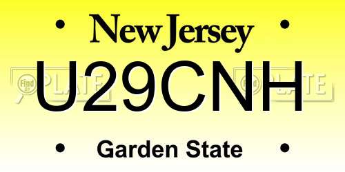 U29CNH New Jersey License Plate