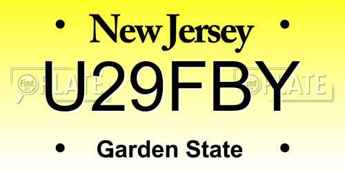 U29FBY New Jersey License Plate