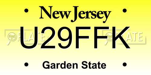 U29FFK New Jersey License Plate