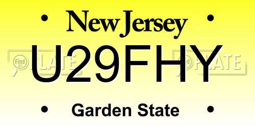 U29FHY New Jersey License Plate