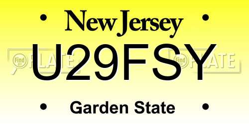 U29FSY New Jersey License Plate