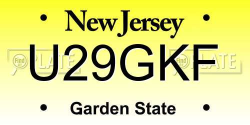 U29GKF New Jersey License Plate
