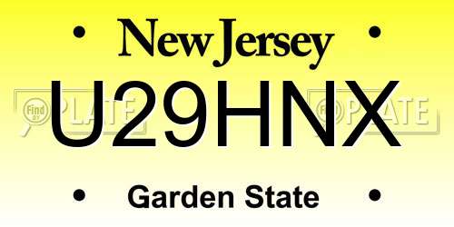 U29HNX New Jersey License Plate