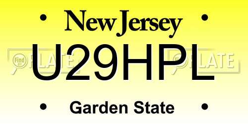 U29HPL New Jersey License Plate
