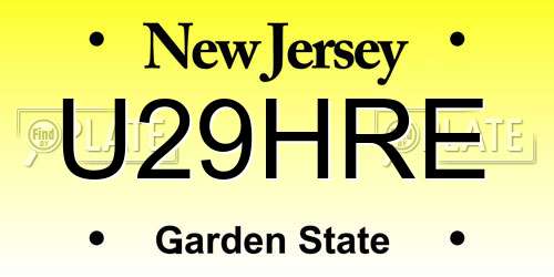 U29HRE New Jersey License Plate