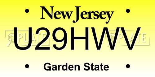 U29HWV New Jersey License Plate