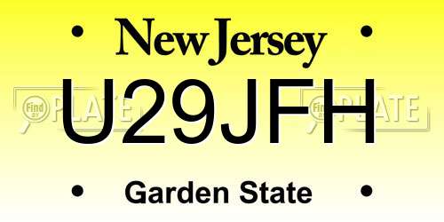 U29JFH New Jersey License Plate