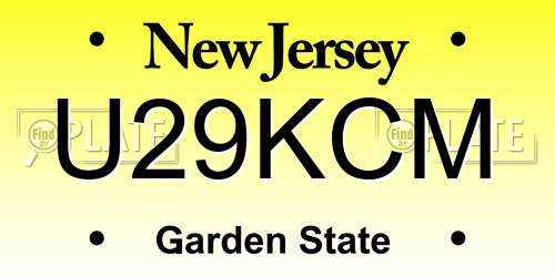 U29KCM New Jersey License Plate