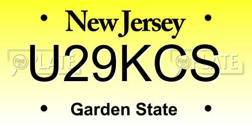 U29KCS New Jersey License Plate