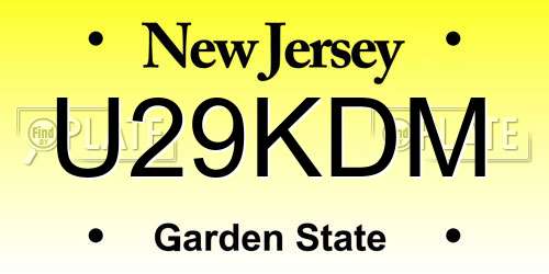 U29KDM New Jersey License Plate