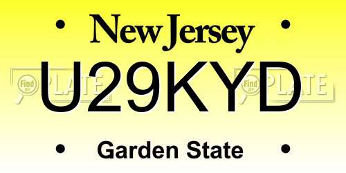 U29KYD New Jersey License Plate