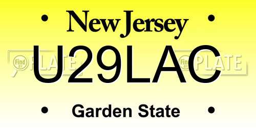 U29LAC New Jersey License Plate