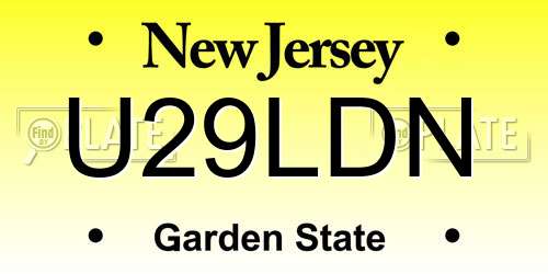 U29LDN New Jersey License Plate