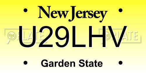 U29LHV New Jersey License Plate