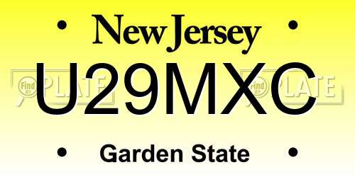 U29MXC New Jersey License Plate