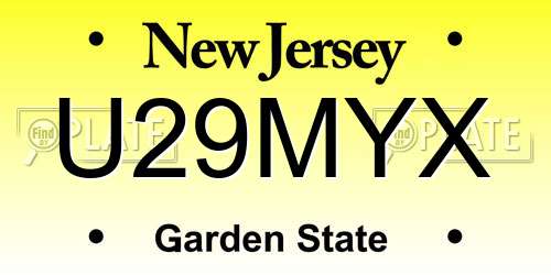 U29MYX New Jersey License Plate
