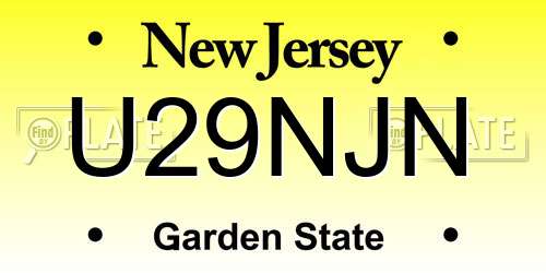 U29NJN New Jersey License Plate