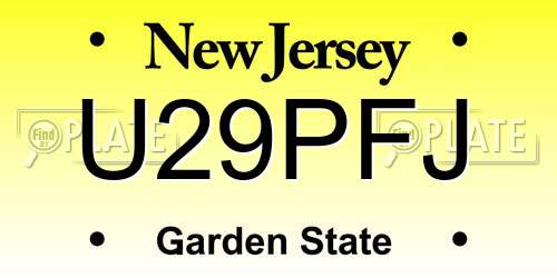U29PFJ New Jersey License Plate