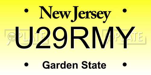 U29RMY New Jersey License Plate