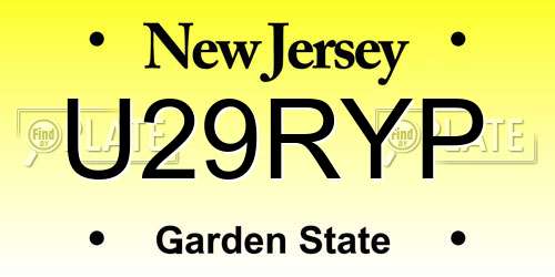 U29RYP New Jersey License Plate