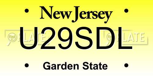 U29SDL New Jersey License Plate