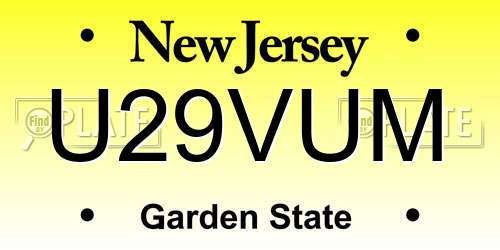 U29VUM New Jersey License Plate