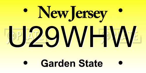 U29WHW New Jersey License Plate
