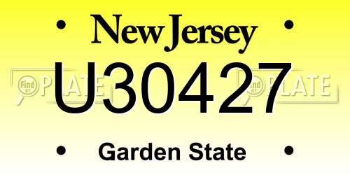 U30427 New Jersey License Plate