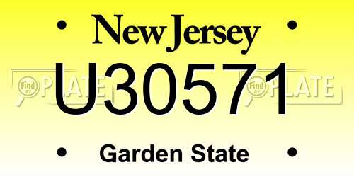 U30571 New Jersey License Plate