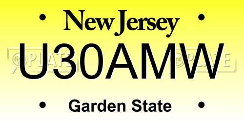 U30AMW New Jersey License Plate