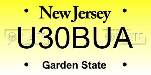 U30BUA New Jersey License Plate