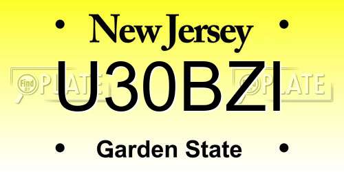 U30BZI New Jersey License Plate