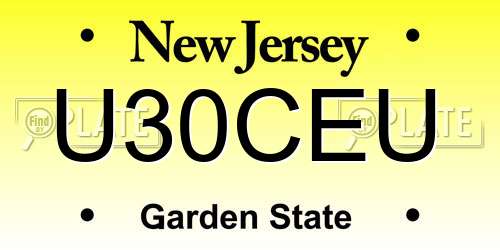 U30CEU New Jersey License Plate