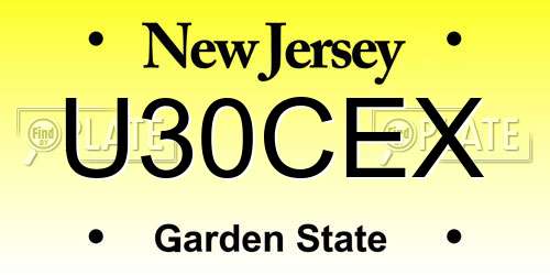 U30CEX New Jersey License Plate