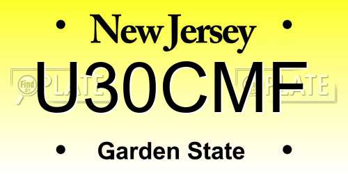 U30CMF New Jersey License Plate